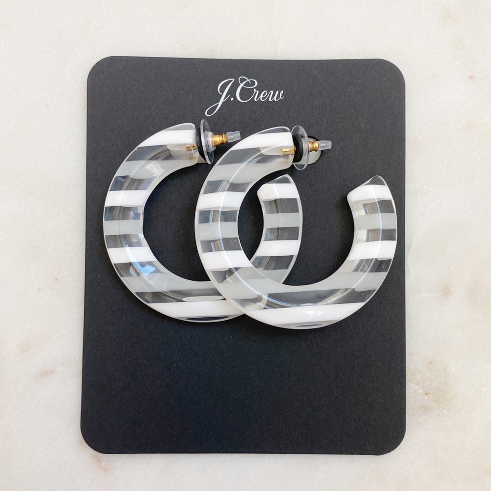 J.Crew large beveled hoops tortoise stripe NWT